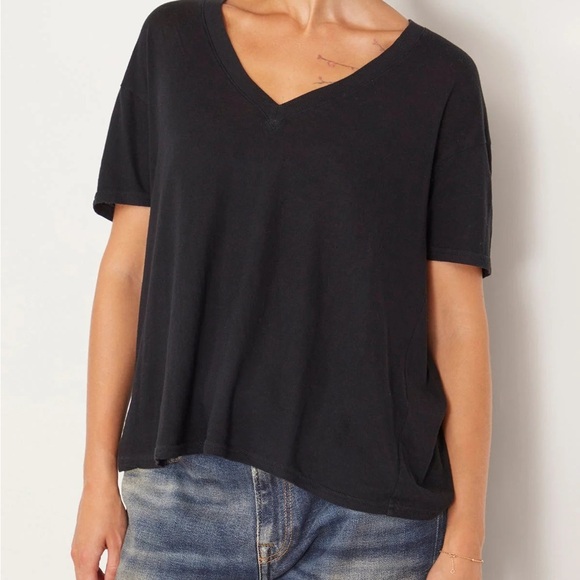 R13 Black V-neck Relaxed Short Sleeve T-Shirt - Picture 3 of 9